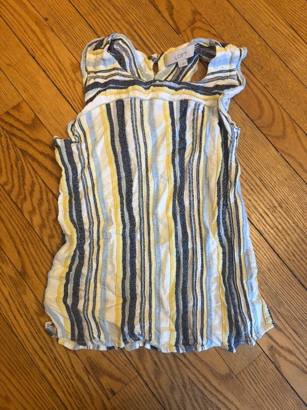 Striped ruffle tank from LOFT in size XS